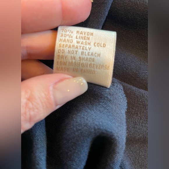 Women’s navy blue linen blend wrap dress size 8 - Picture 5 of 6